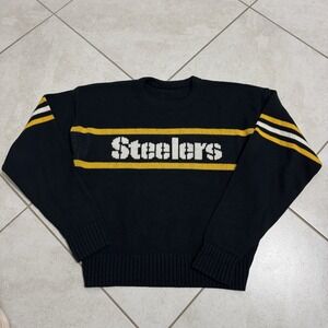 Vintage Pittsburgh Steelers Sweater Mens S Black Cliff Engle Crewneck 80s *